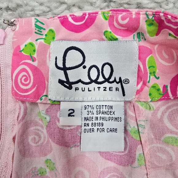 Vintage Lilly‎ Pulitzer White Label Mini Skirt Womens 2 Pink Happy Snails Beach - Picture 4 of 9